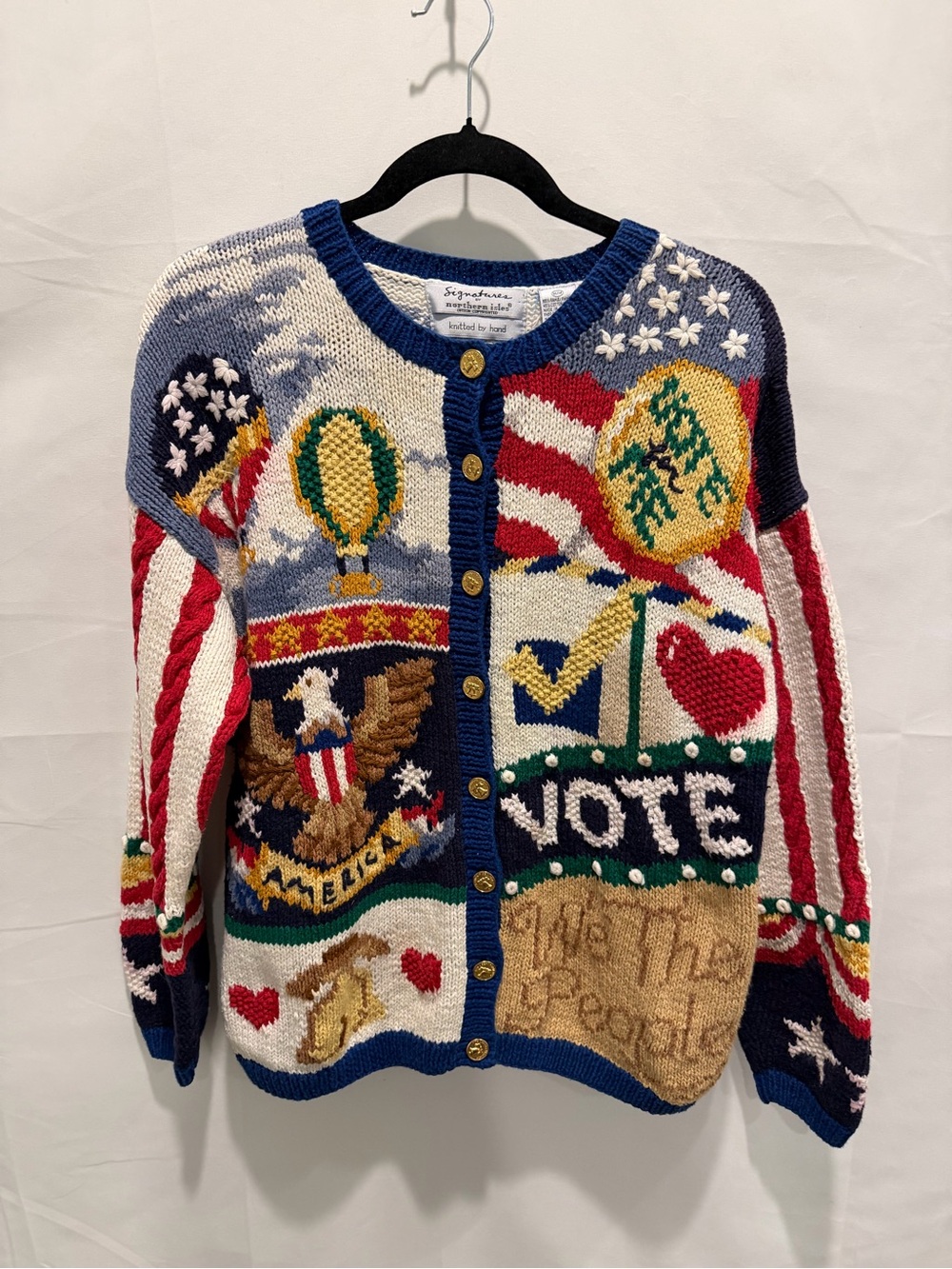 Vintage 90’s Signatures by Northern Isles Americana "Vote/We the People sweater.